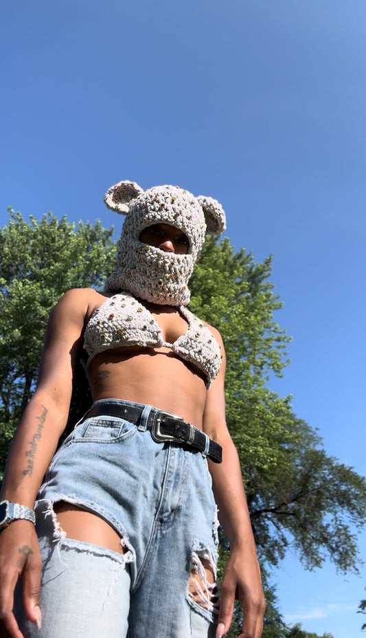 Gray Rainbows : Balaclava & Bra Set